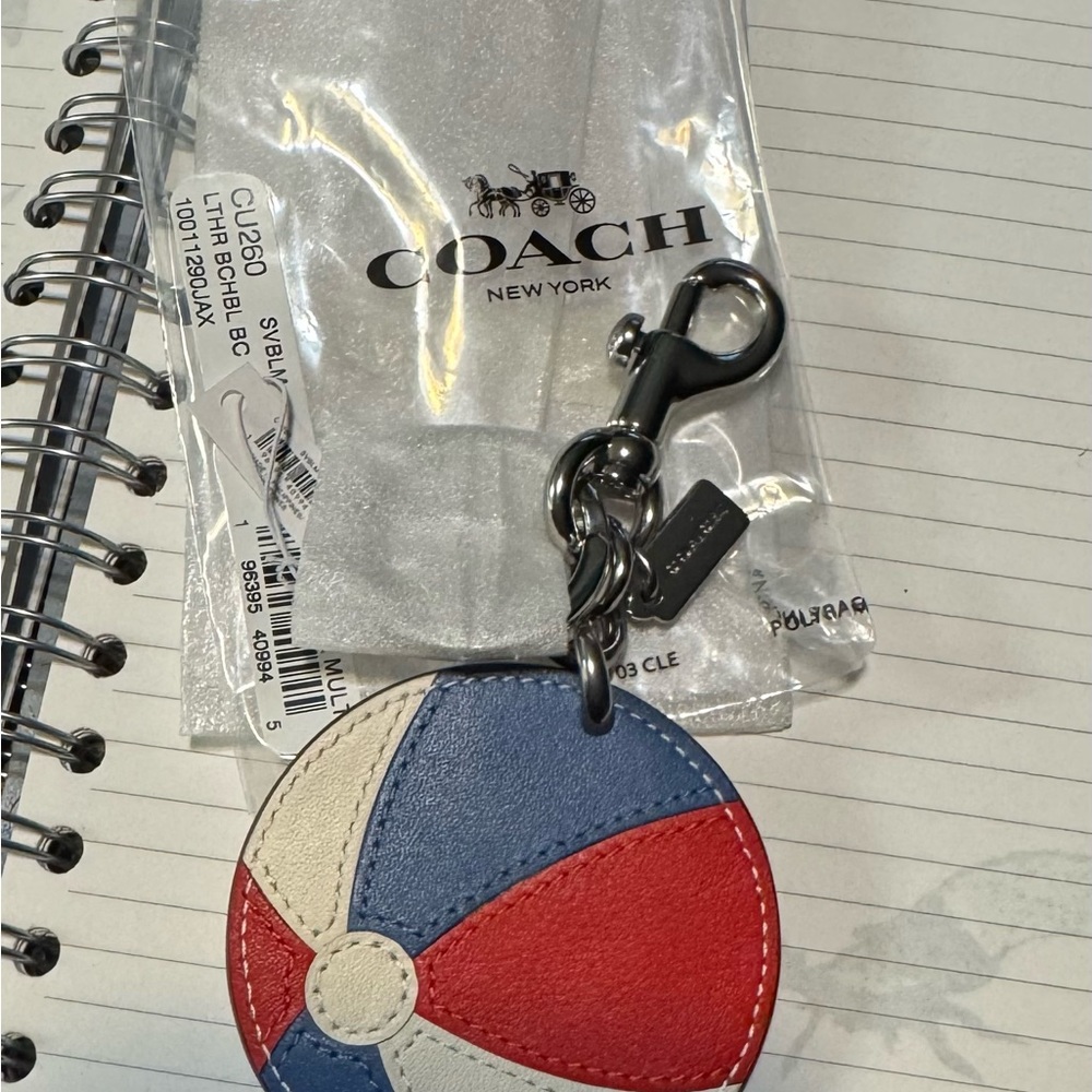 Coach Beachball Leather Keychain